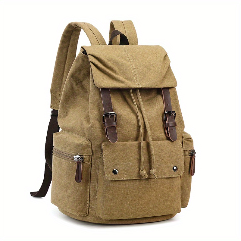 1pc Retro Canvas Backpack, Sturdy And Durable Computer Backpack, High School College Students Middle School Students Schoolbag, Worker Commuter Storage Bag For Office Business Trip