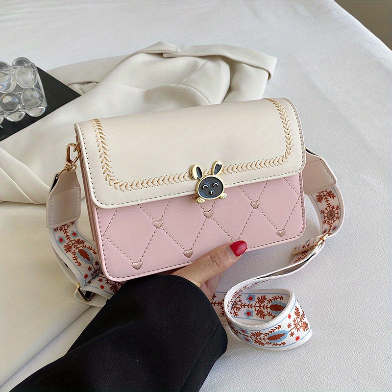Heart Shaped Crossbody Bag With Floral Embroidery