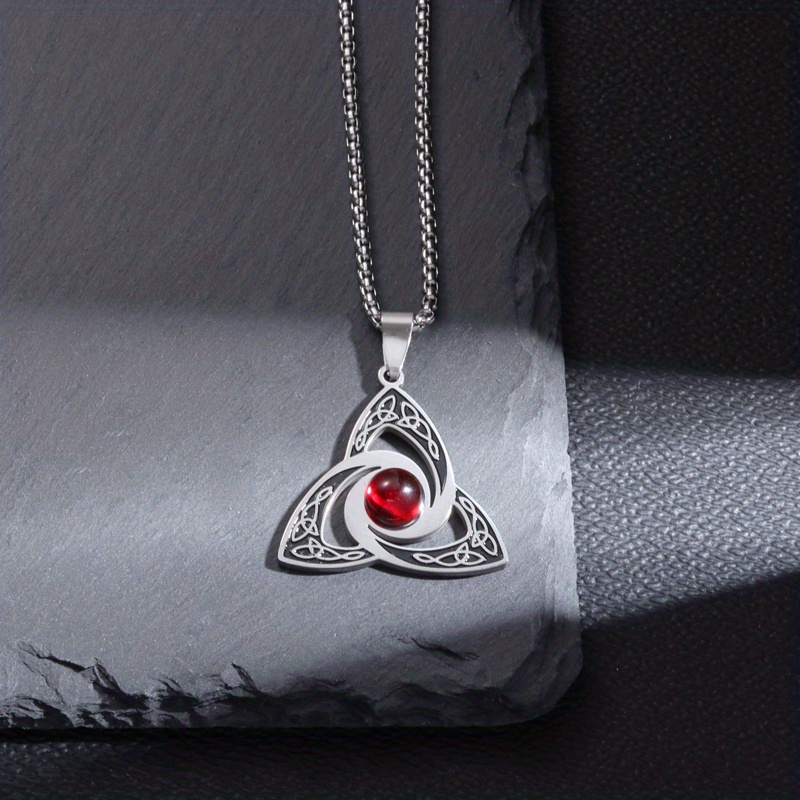 Stainless Steel Celtic Knot Necklace with Gemstone