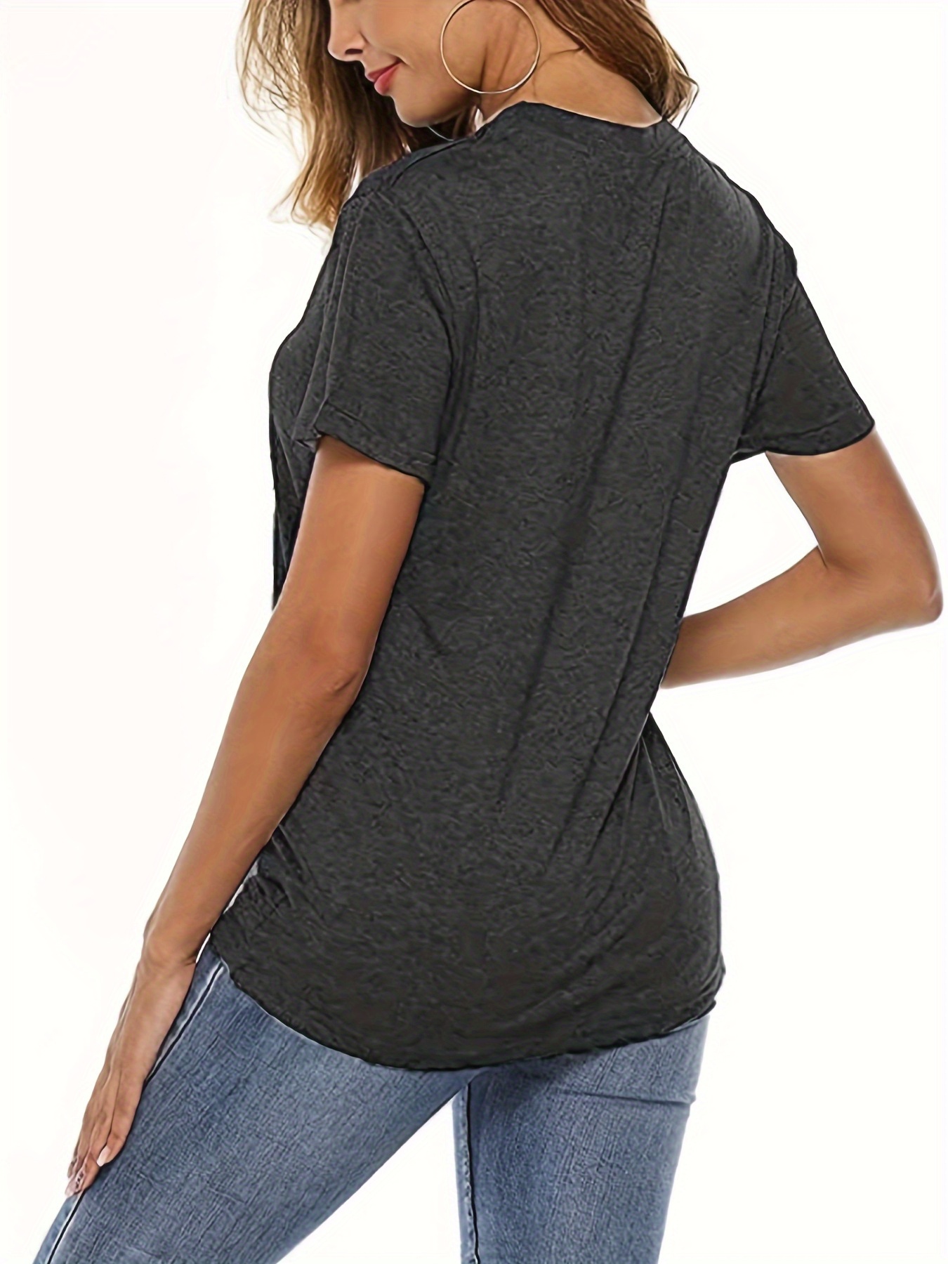 graphic letter t shirt casual crew neck short sleeve t shirt womens clothing Product details 5