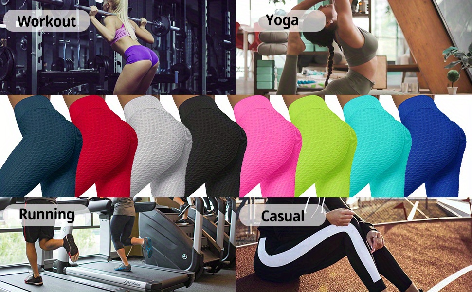 SEXYTOP High Waist Textured Honeycomb Leggings for Women | Slimming Yoga  Pants with Booty Scrunch