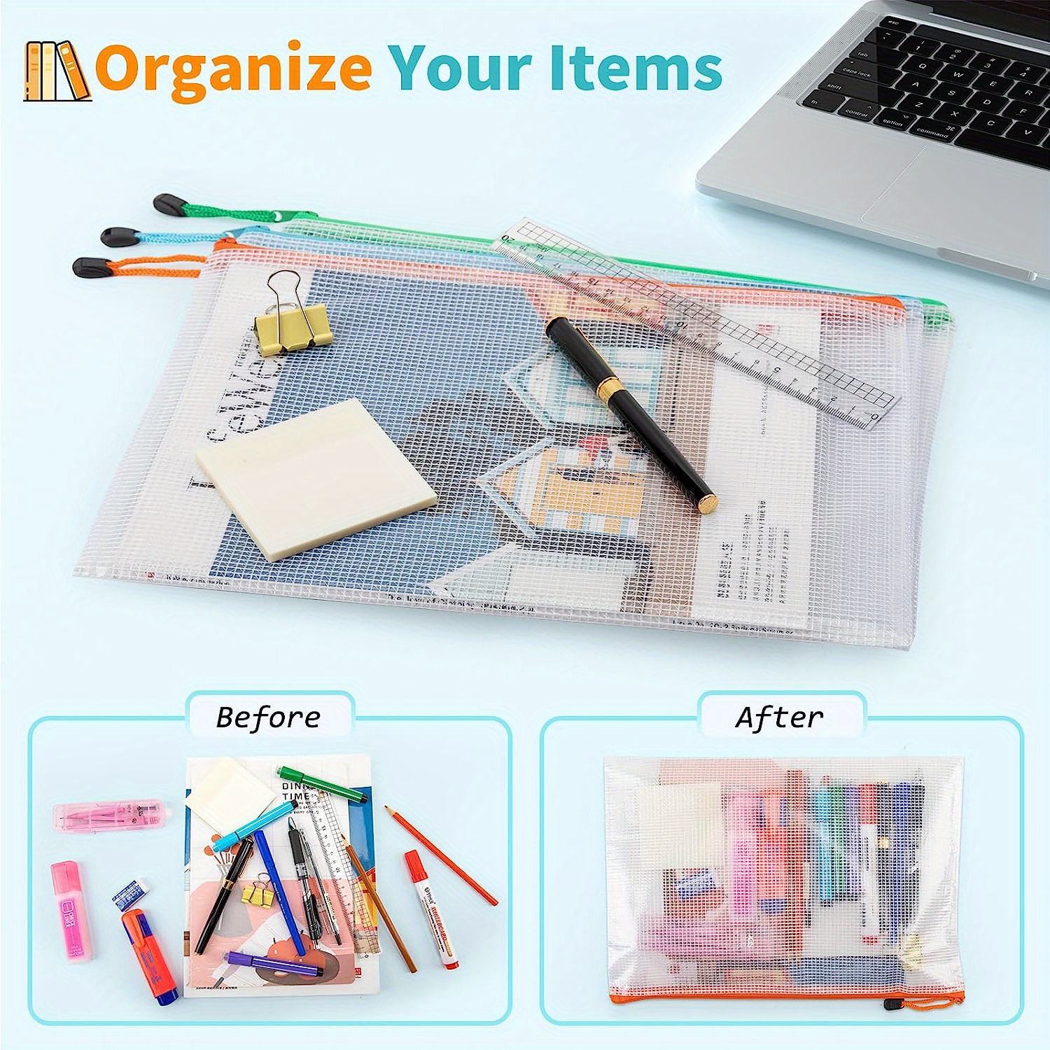 12 Colors Zipper Pouch Organizing Letter Size A4 Size Zipper Temu