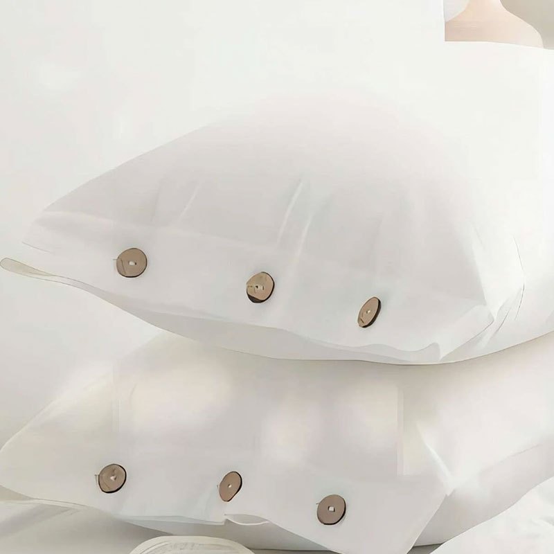 2pcs Solid Color Button Pillowcases 2-pack