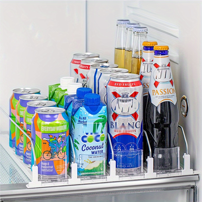 Organizador portátil de latas de refresco para estantes de refrigeradores,  latas de cerveza, controles deslizantes de almacenamiento de refrigerador  (3-pa