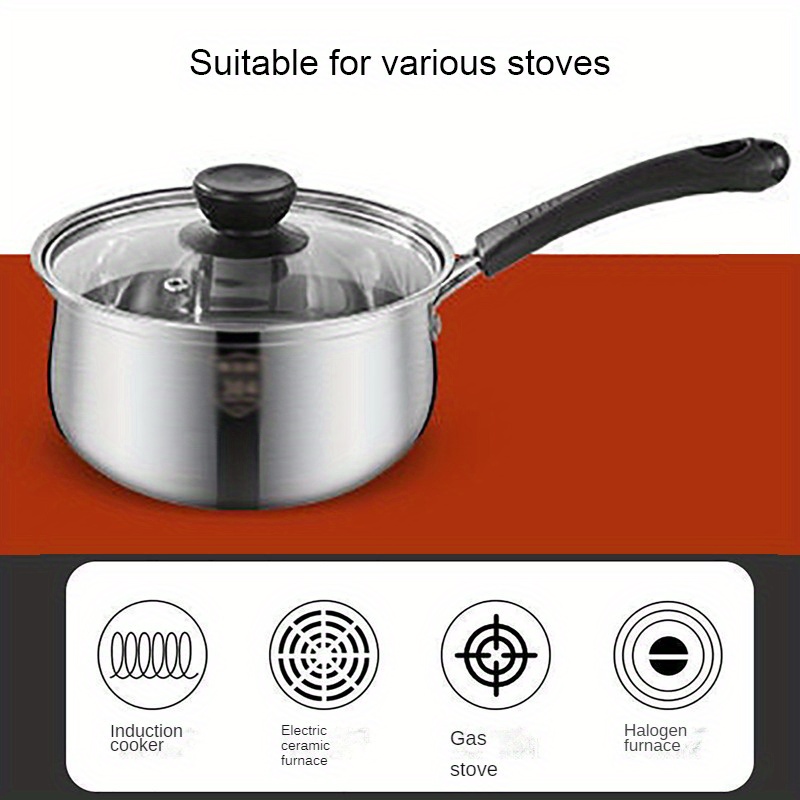 Korean Stainless Steel Instant Noodle Pot with Lid Household Non-Stick Pans  Soup Saucepan Cookware Kitchen Cooking Utensils