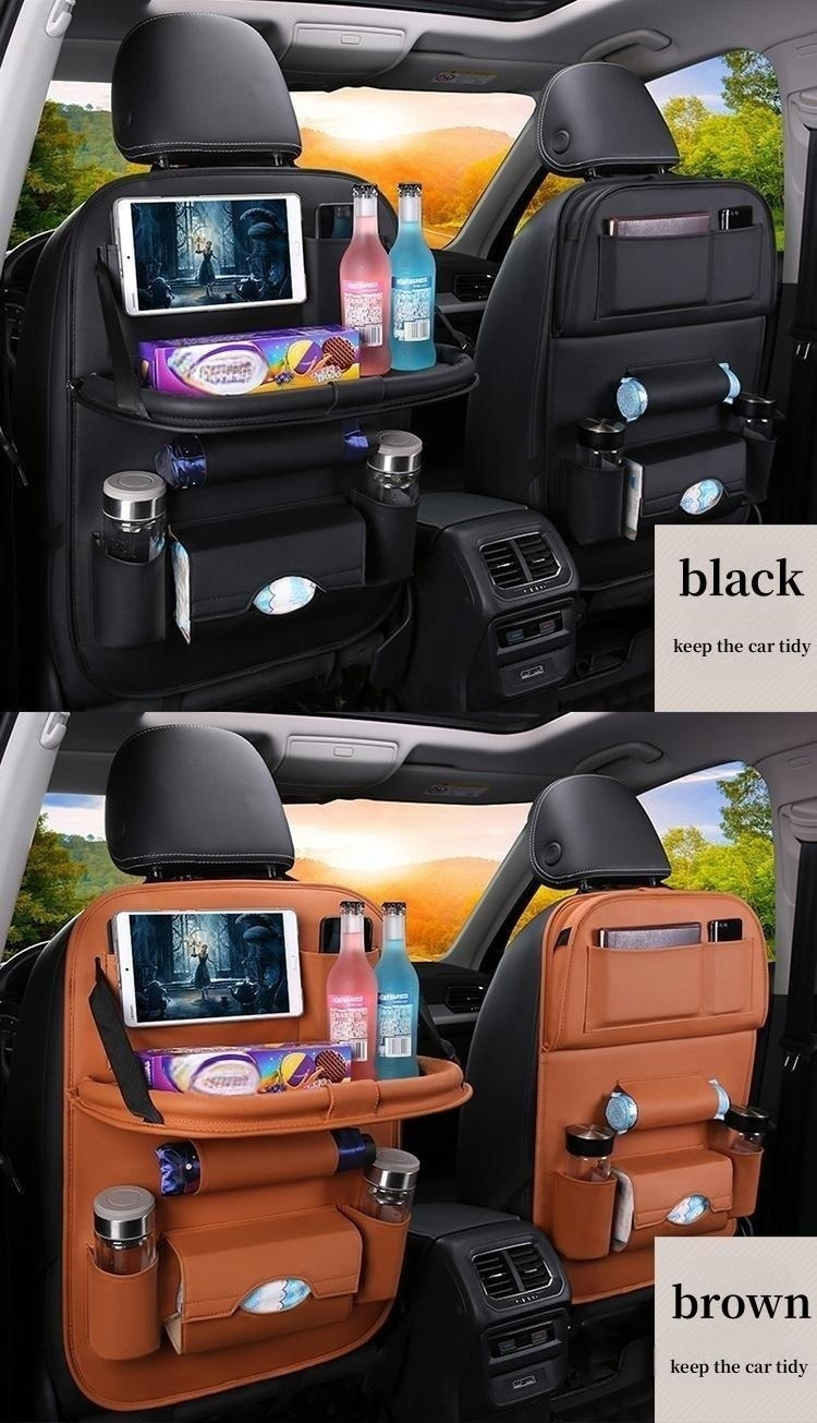 Car Back Seat Organizer Table Tray Cup Holder Phone Mount Headrest Tidy  Foldable