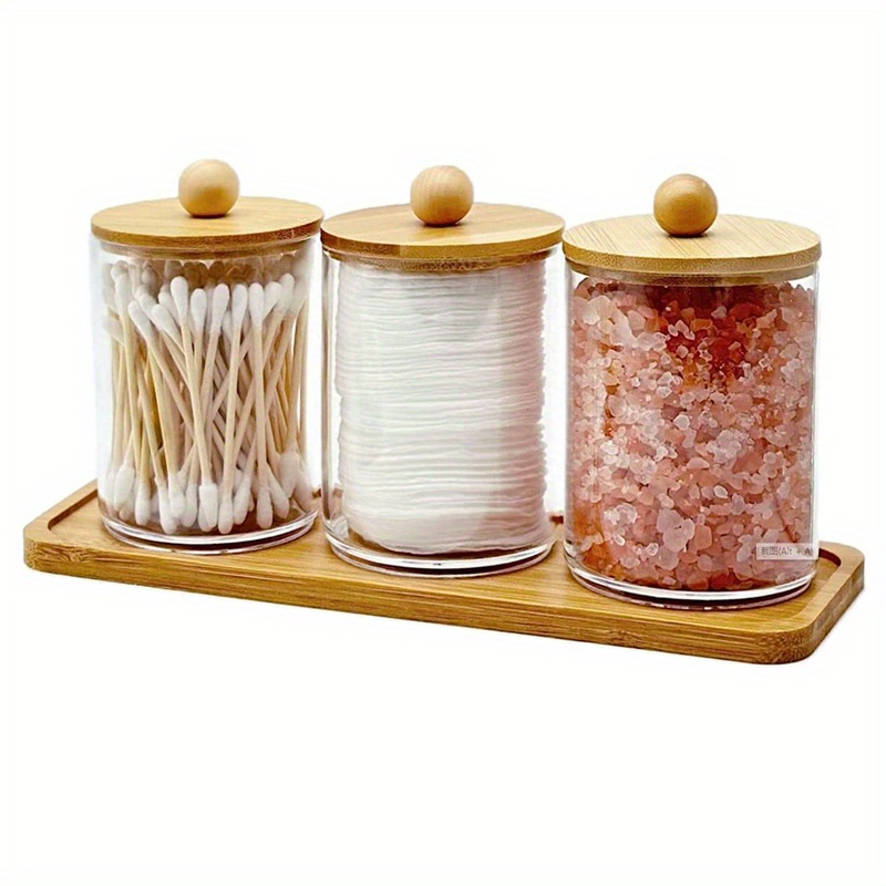 Qtip Holder Apothecary Jars With Lids Clear Bathroom - Temu