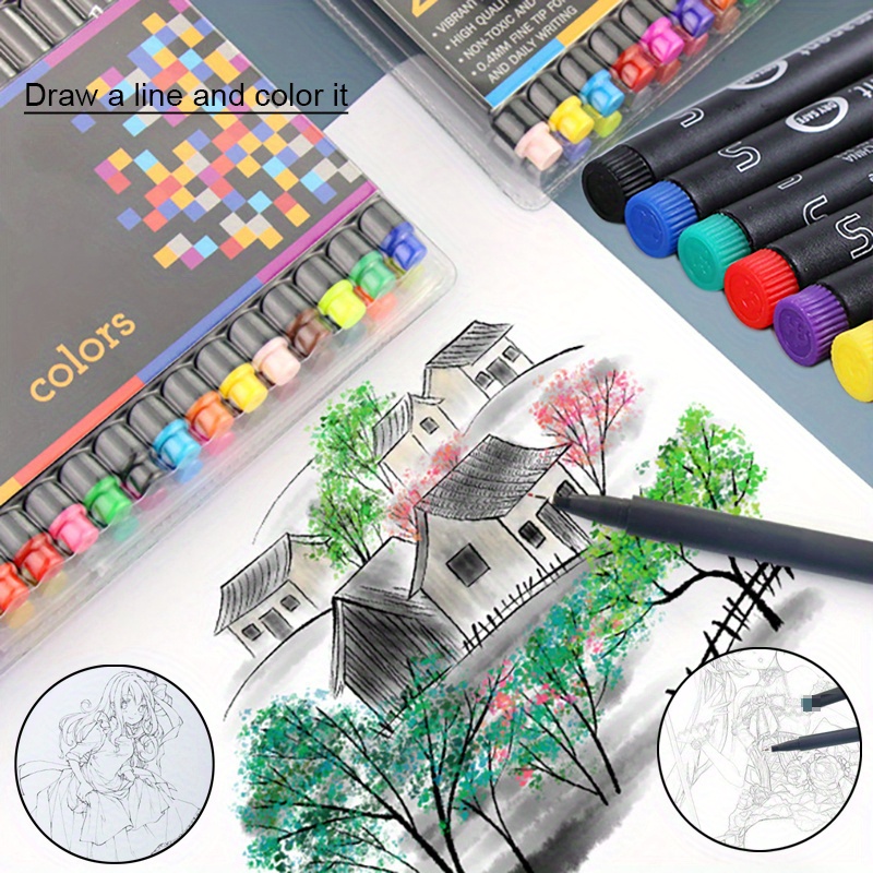 Multi Needle Drafting Pen Set Black Color Ink Art Marker - Temu