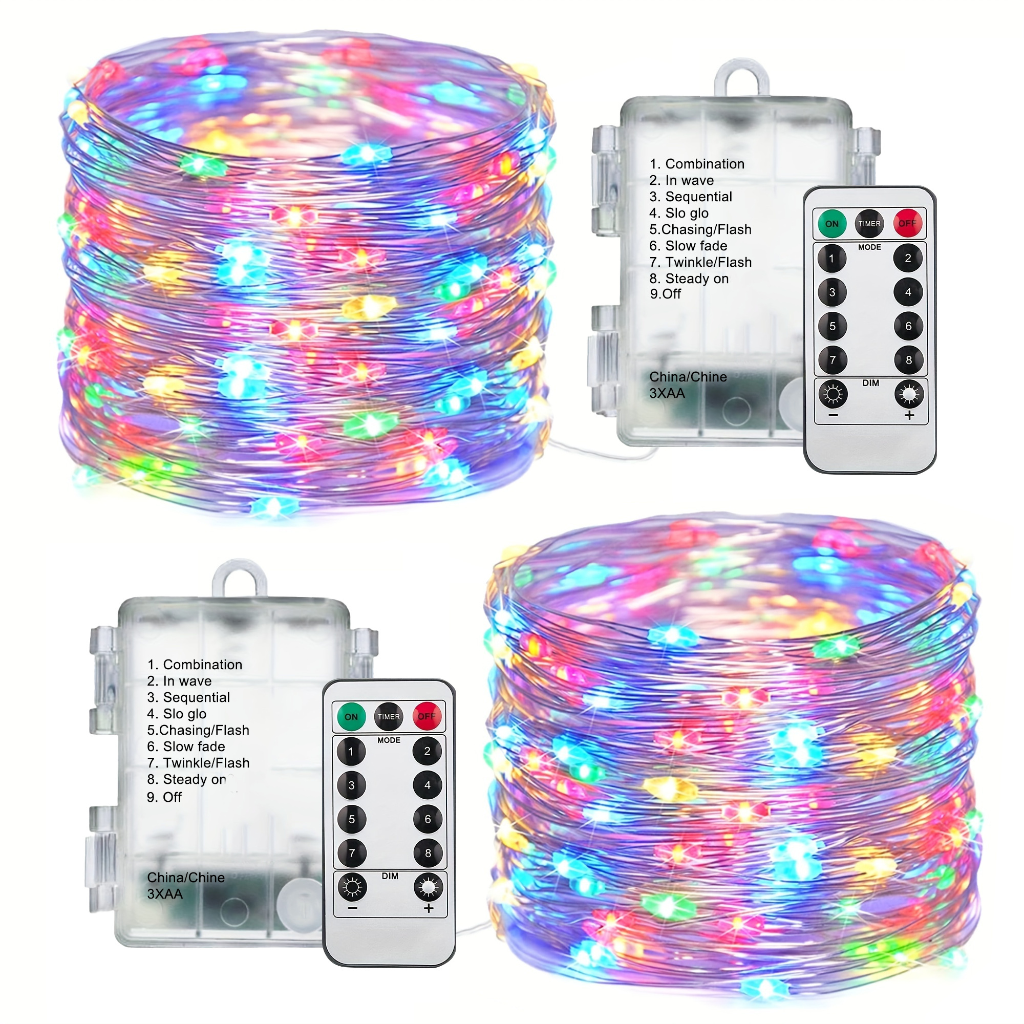 2 pack 32 8ft 100led fairy lights battery operated with remote control timer 8 modes waterproof copper wire twinkle string lights christmas lights for bedroom party indoor warm white multicolor cool white details 3