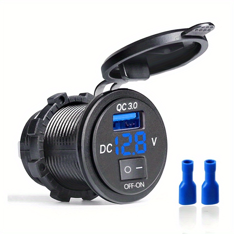 12V QC 3.0 Fast Charger USB Charging Port Car LED Volt Meter Switch  Waterproof