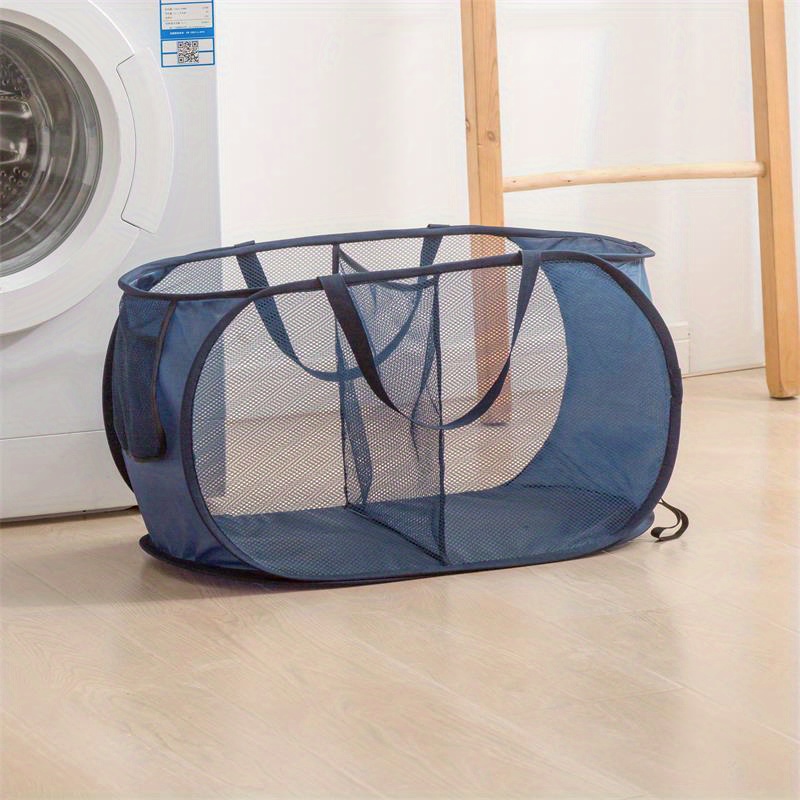 1pc Breathable Dirty Clothes Basket Foldable Laundry Basket With Lid For  Bathroom, Home Storage Organizer