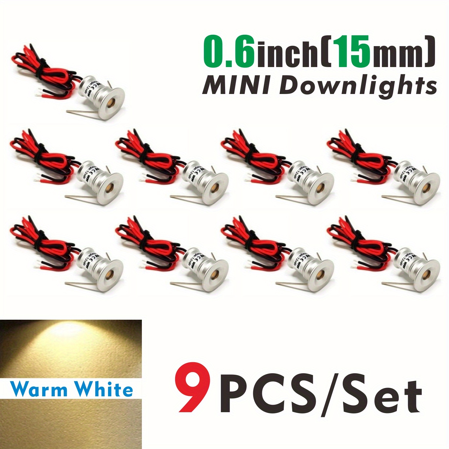 Small LED Spotlight 9PCS 12V 1W Recessed Ceiling Light for Kitchen, Stairs,  Closet, Hallway,DIY Lighting Warm White Cold White Showcase Light Cabinet