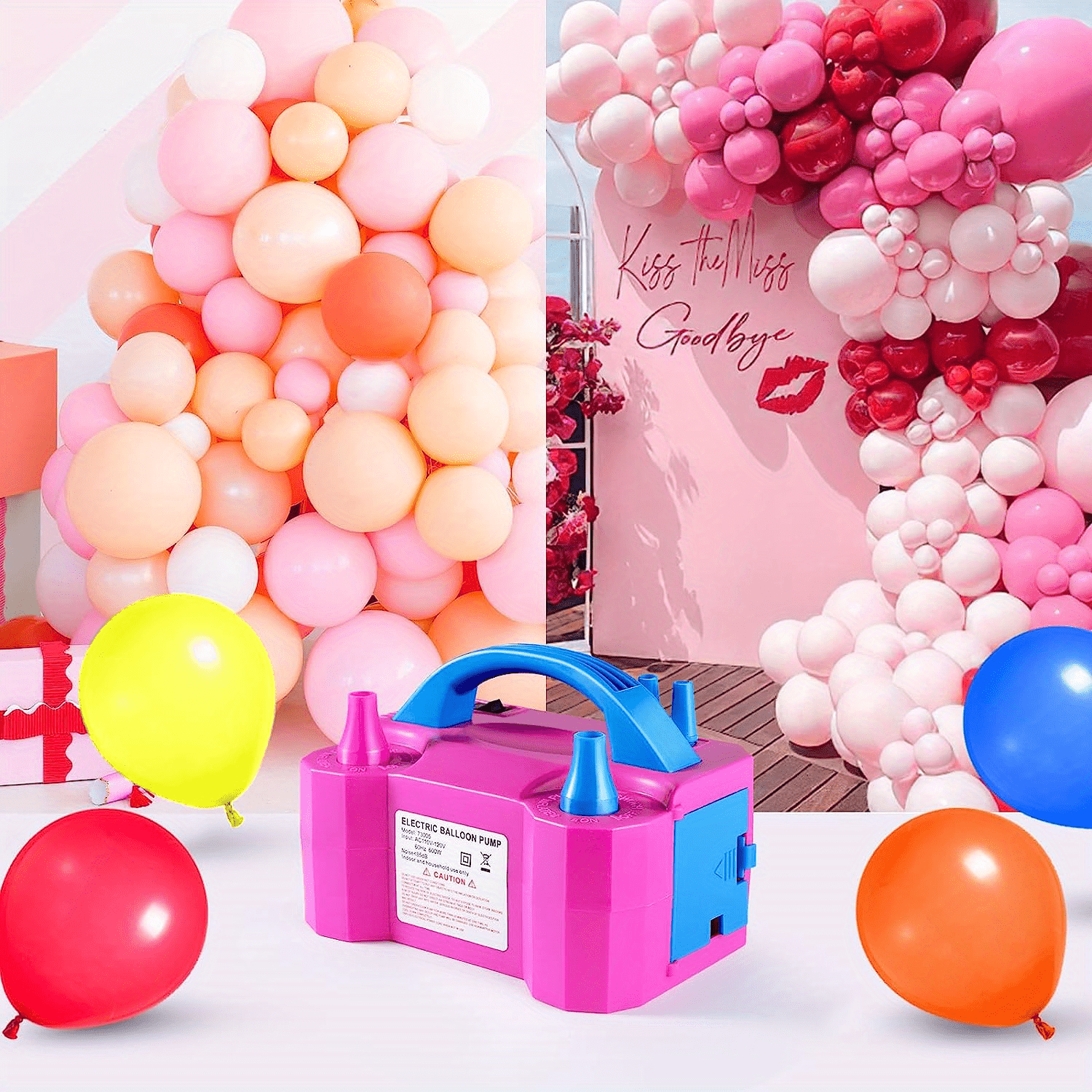  Electric Air Balloon Pump, AGPTEK 110V 600W Rose Red Portable  Dual Nozzle Inflator/Blower for Party Decoration : Childrens Party  Decorations : Sports & Outdoors