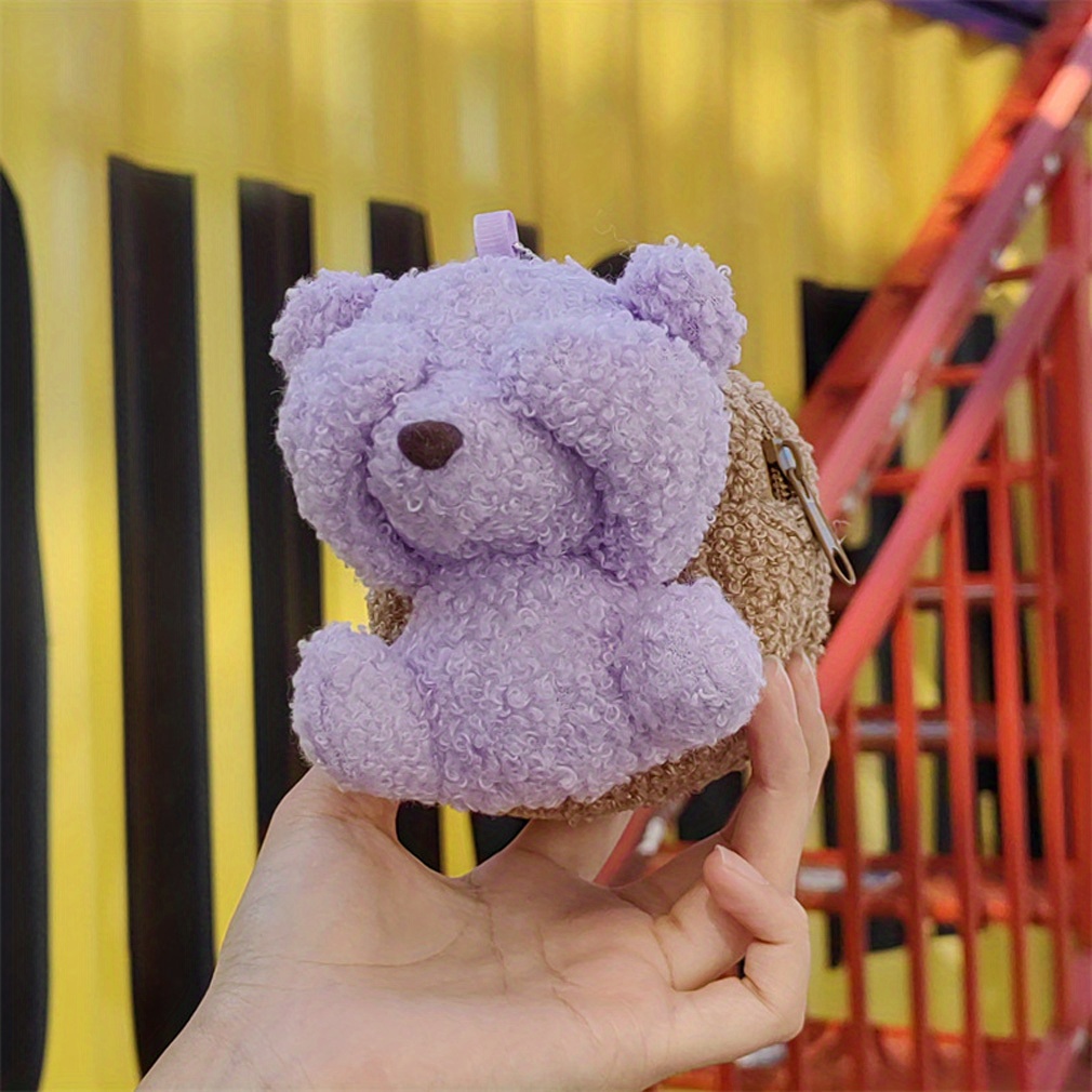 Portable Cartoon Covered with Shy Bear Plush Doll Puppet Keychain