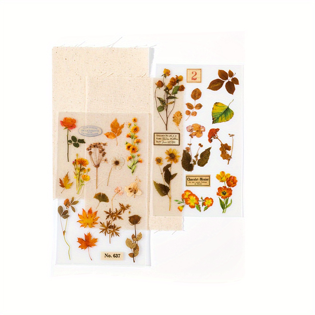 Pressed Flower Stickers | Realistic Floral Embellishment for Herbarium |  Resin Inclusions | Scrapbooking Supplies (20 pcs)