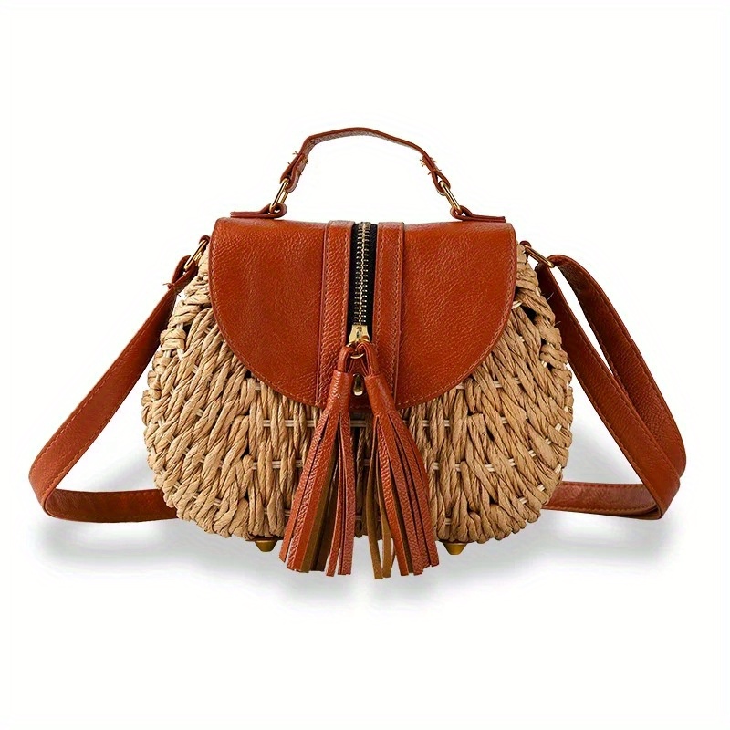 Straw Woven Box Handbags, Boho Style Crossbody Bag, Women's Mini Square  Purse For Holiday Beach - Temu Germany