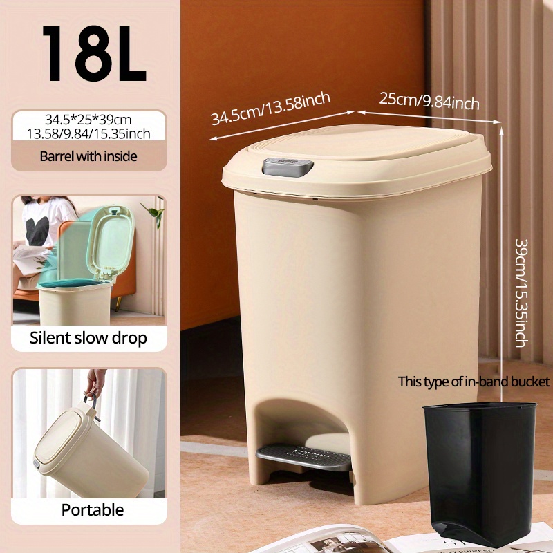 1.3 Gallon Rectangle Metal Lidded Trash Can With Removable Liner And Handle  - Compact And Stylish Garbage Bin For Bathroom, Kitchen, Craft Room,  Office, And Garage - Temu