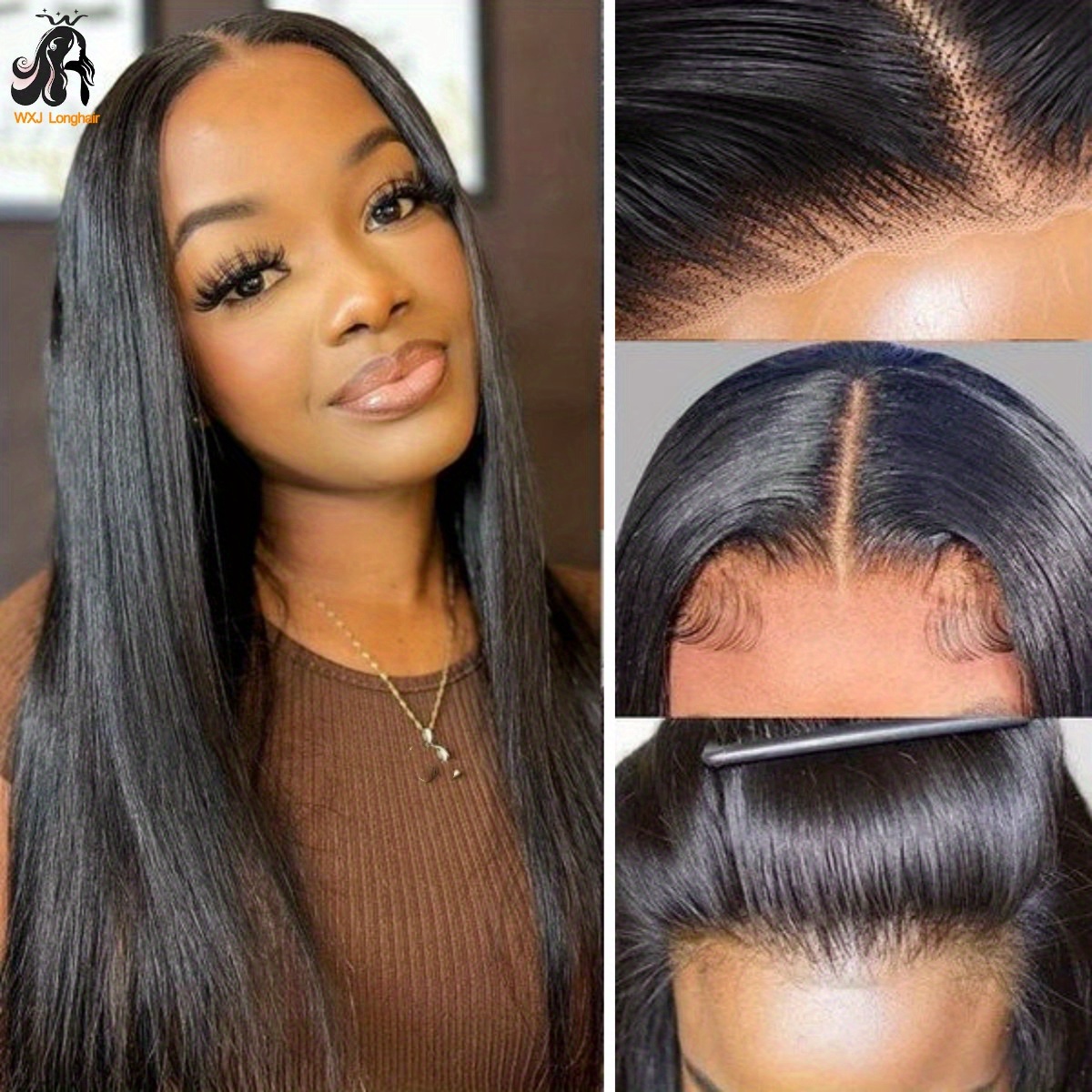 150% Density Straight Glueless Lace Front Human Hair Wig - Temu