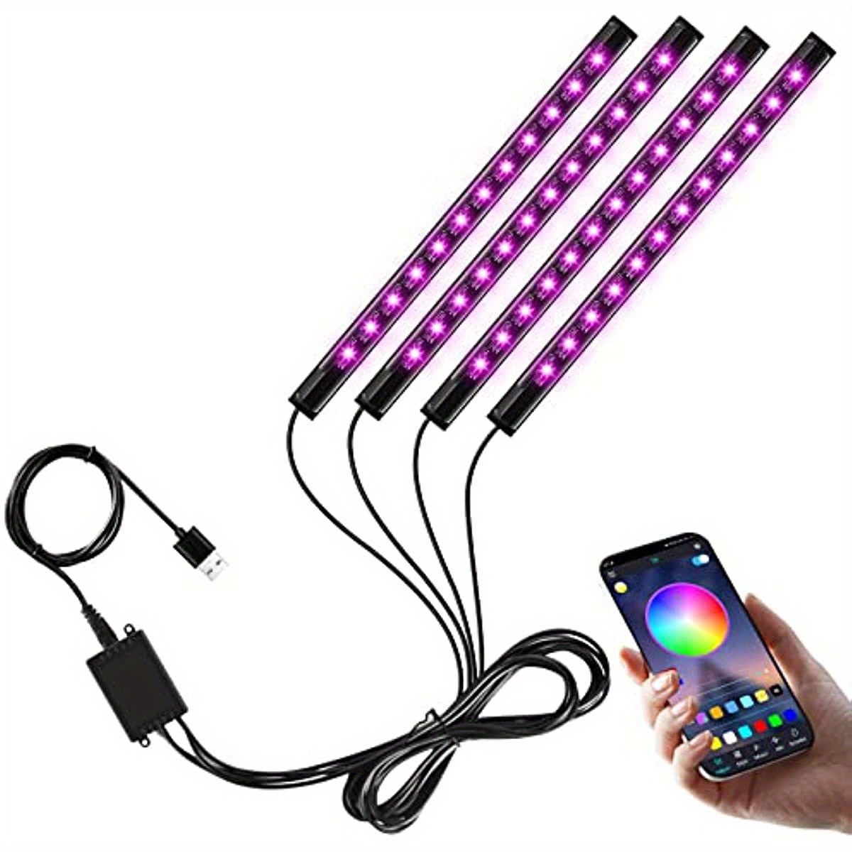 luzes led para carro 48rgb acess rios para carro controle de app dentro da luz do carro com porta usb luzes de mudan a de cor de sincroniza o de m sica para interior de carros controle de app interface usb 10