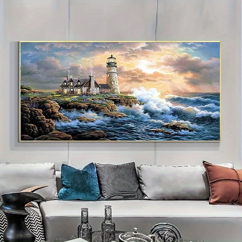 Lighthouse Easy Diy Oil Paint By Numbers For Adults Beginner - Temu