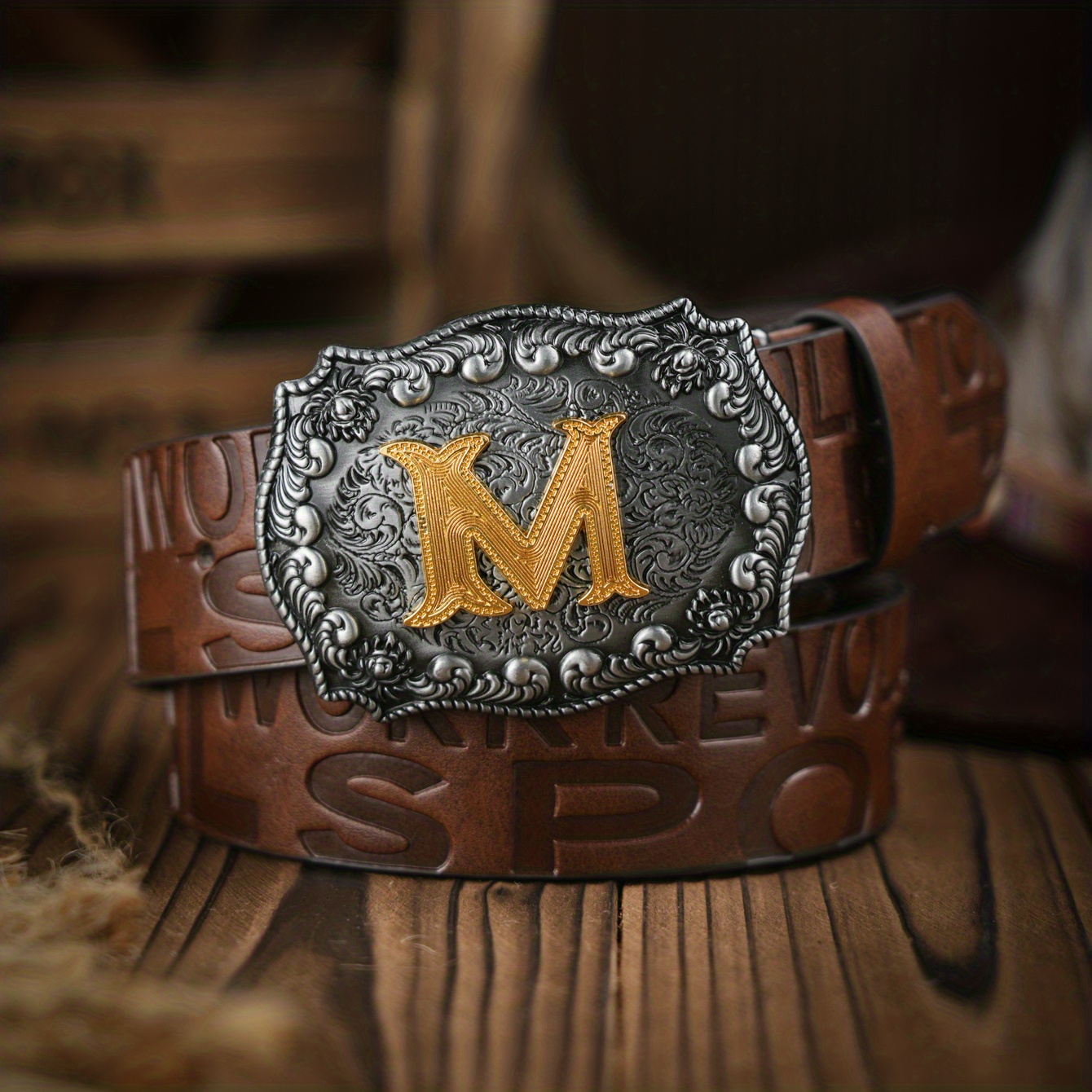 Designer M Letter Automatic Buckles Mens Belts Brown Cowhide