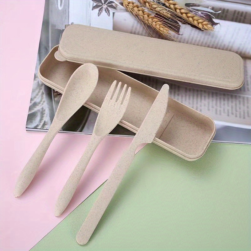 Buy Wheat eco-friendly lunch box with cutlery set