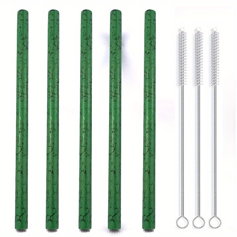 12 Extra Wide Reusable Straws for Smoothies & Shakes + 2 Cleaning Brushes