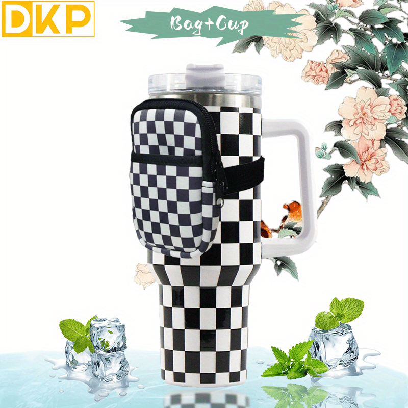 40oz Handle Car Cup with pipette stainless Steel insulated Cold beer cup  portable ice cup with handle; Insulated Reusable Leakproof Stainless Steel