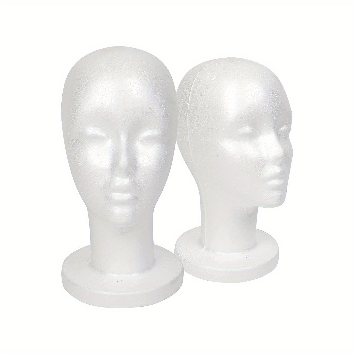 2 Pieces Foam Wig Head - Female Styrofoam Mannequin Hairpieces Stand Holder  Wig Display for Home Salon and Travel