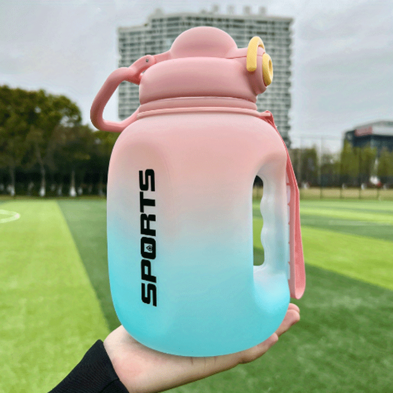 Large Capacity Big Bucket Sports Water Bottle With Straw, Portable Frosted  Gradient Color Leakproof Water Cup For Fitness Outdoor Camping - Temu