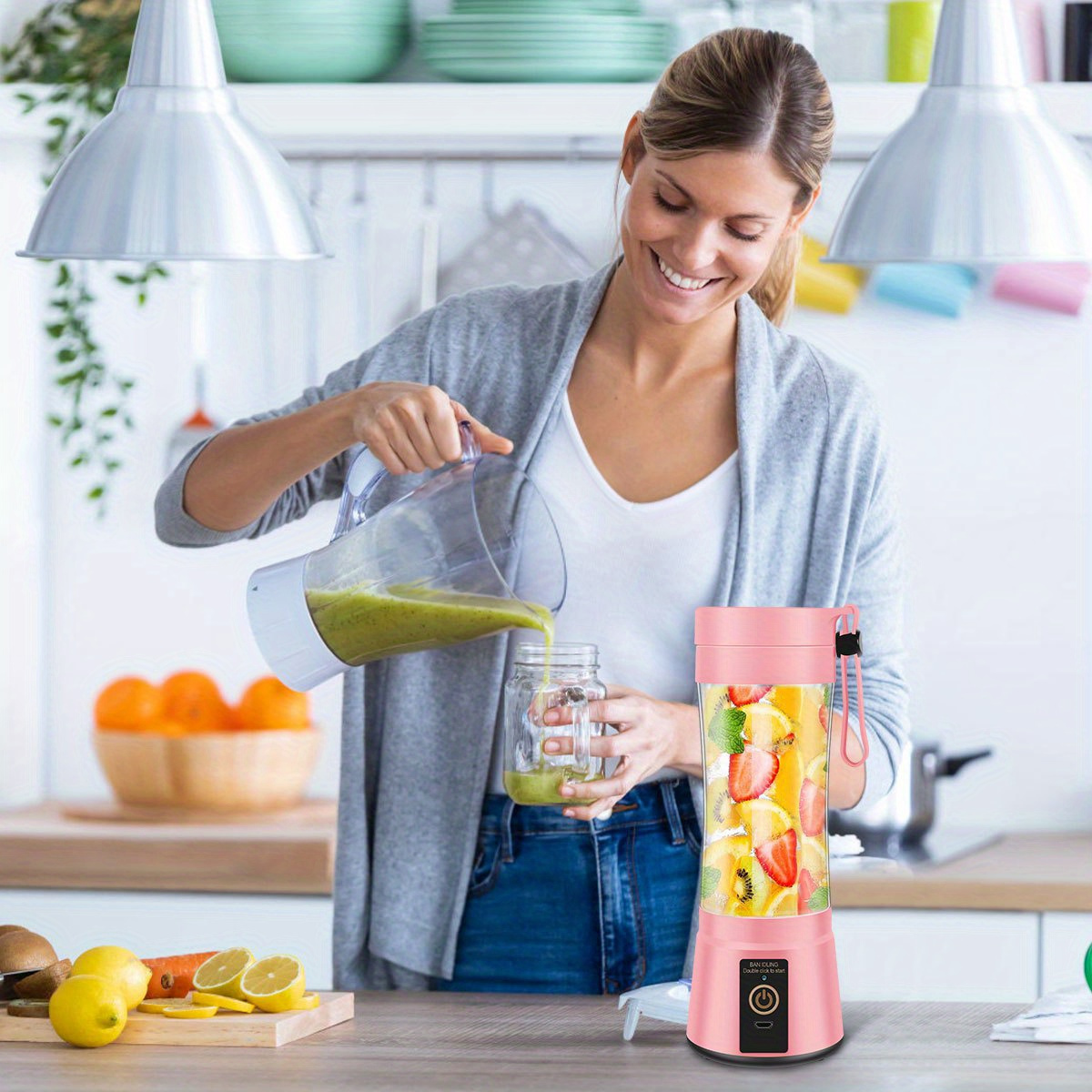 Fruit And Vegetable Juicer, Portable Blender, Household Small Rechargeable  Juicer Cup, Electric Mini Juicer, 6 Blades, Kitchen Gadgets - Temu