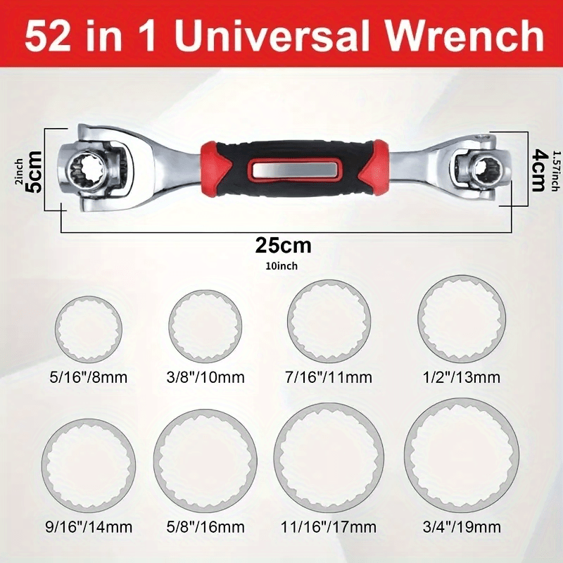 upgrade your toolbox 48 in 1 universal wrench with 360 rotating head perfect for home car repairs details 1