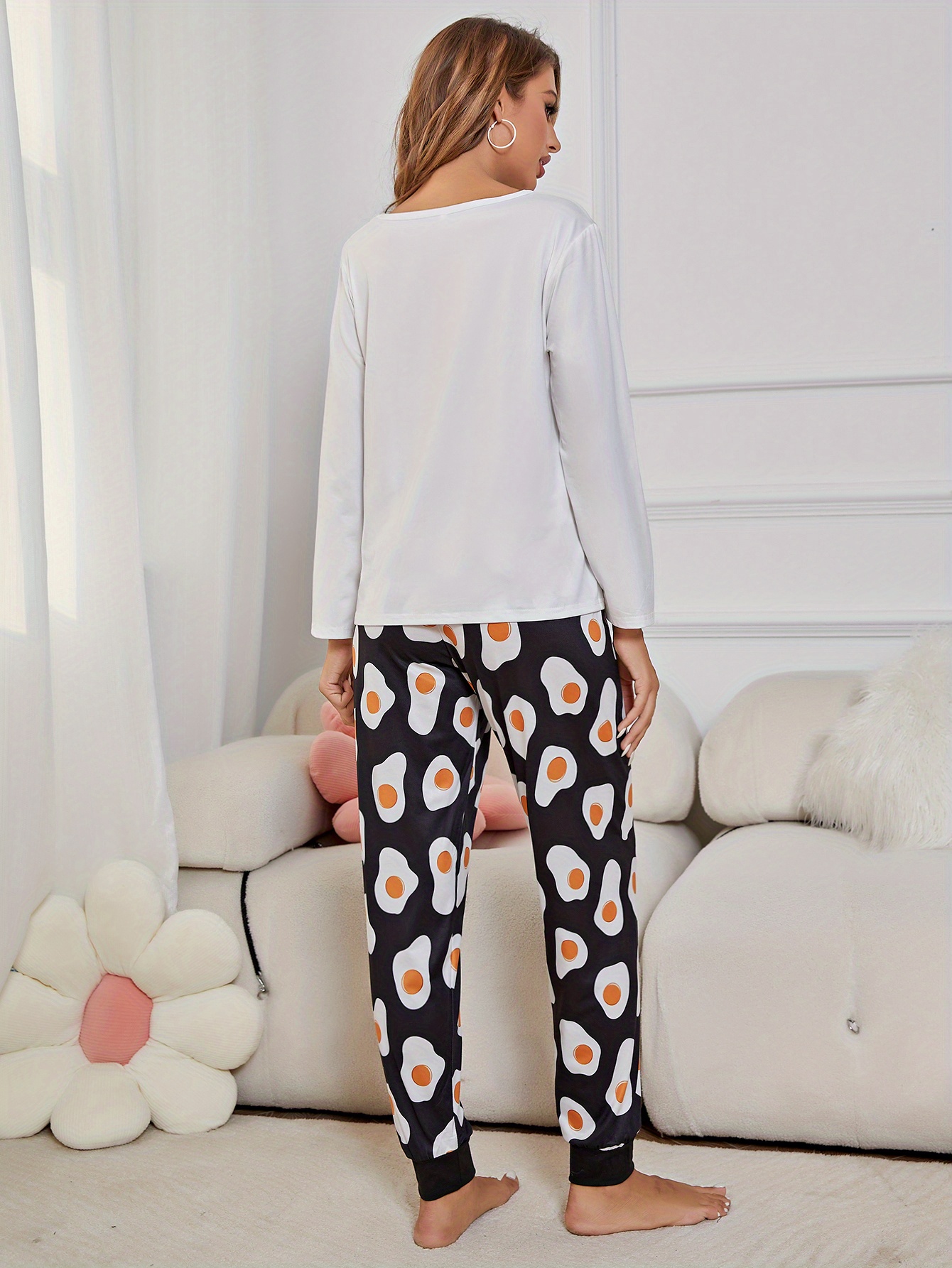 Letter Print Pajama Set, Comfy Short Sleeve Top & Cozy Long Pants, Women's  Loungewear & Sleepwear