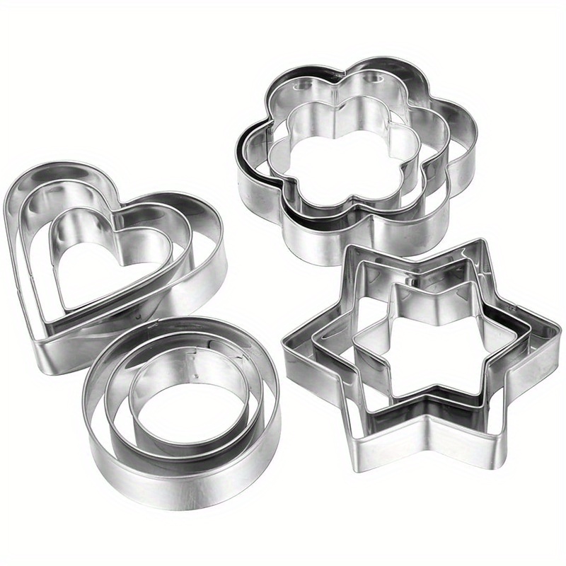 12x Stainless Steel Biscuit Cutters Cookie Cutter Set DIY Baking Pastry  Mold