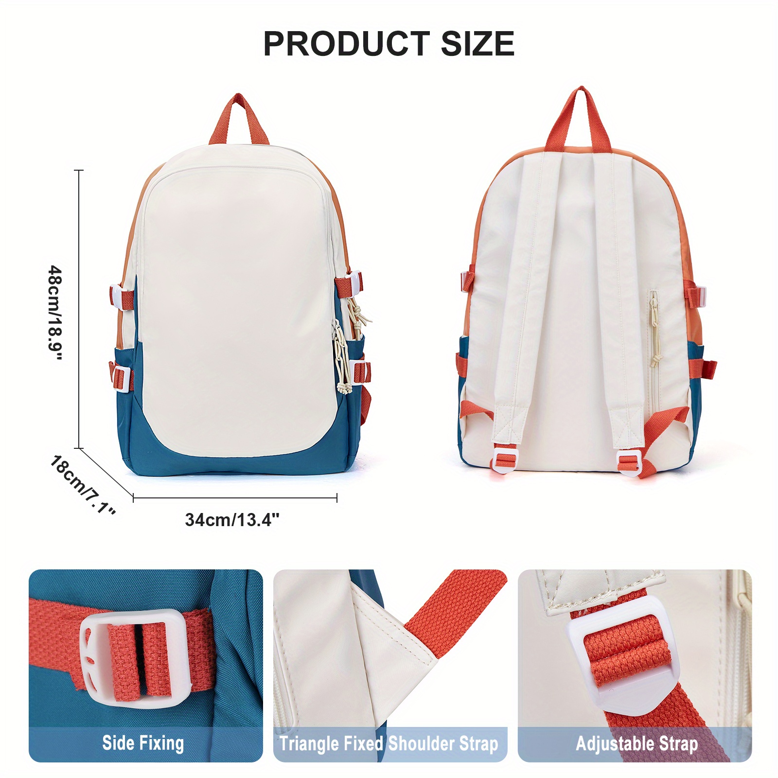 Large Capacity Preppy Backpack Heavy Duty Back To School Daypack