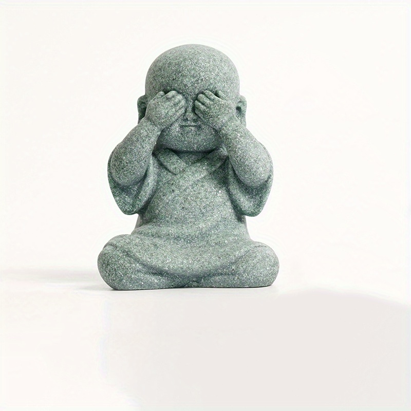 Vilead Sandstone Resin Cute Sleepy Monk Figurines Interior - Temu