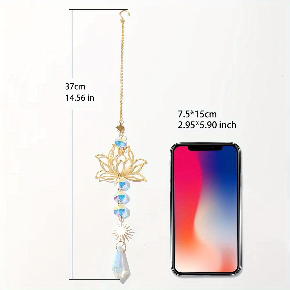 1pc Crystal Sun Catcher, Wind Chime, Lotus Flower Pendant for Wedding Party Home Decoration Car Hanging Hanging Ornament Suncatcher, Photo Props, Outdoor Decor