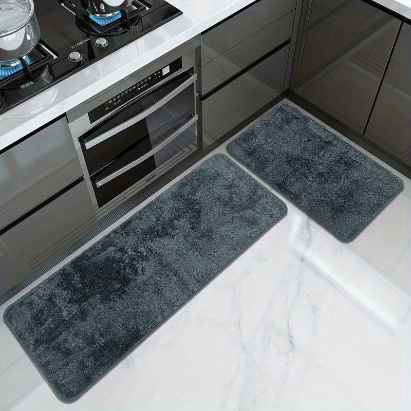 2pcs Plush Absorbent Bathroom Floor Mat Non slip Kitchen Mat Machine Washable
