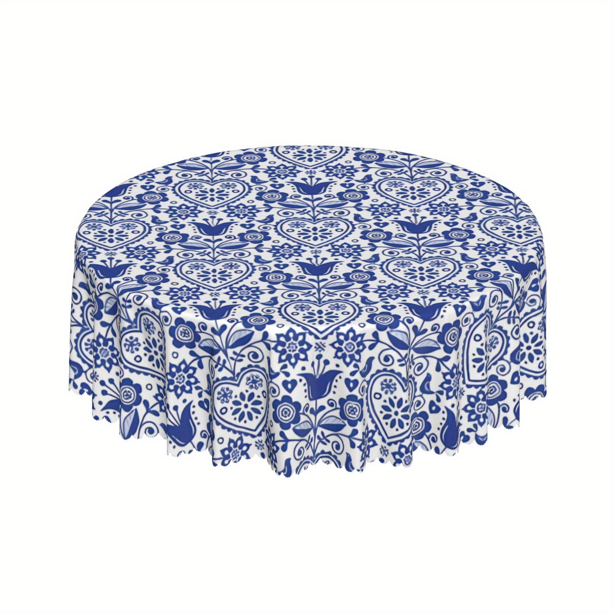 Tovaglia rotonda floreale blu, copertura per tavolo rotondo con stampa a  blocchi indiani, tovaglia circolare, regalo di inaugurazione della casa, tovaglia  rotonda da cucina di campagna -  Italia