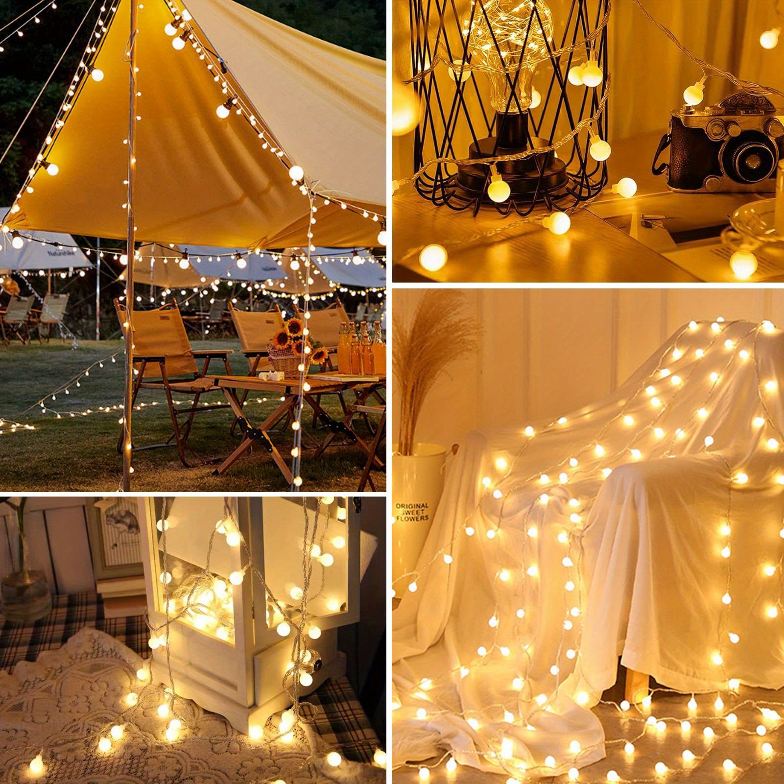 20 Leds Fairy Lights Ball Lights String, Battery Operated Lights For Diy  Wedding Party Bedroom Patio Christmas, Outdoor Camping Stall Decoration  Arrangement Birthday Canopy Tent Light String Light Belt, Battery Excluded,  - Temu