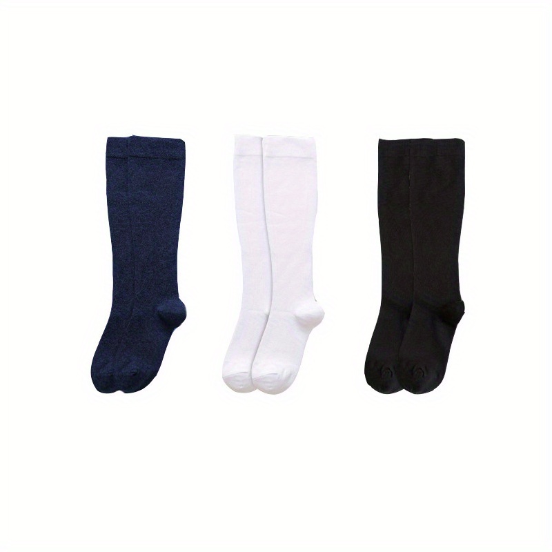 3 pares de calcetines de media pantorrilla de algodón negros para