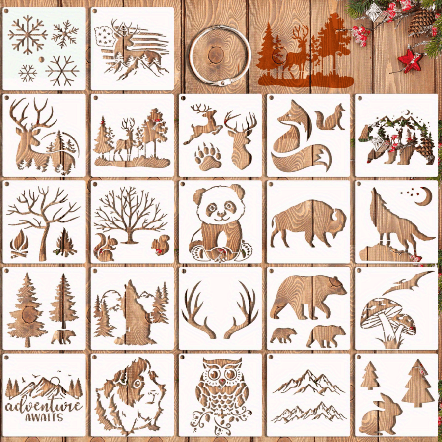forest-wildlife-animal-stencils-bear-wolf-deer-pine-tree-temu