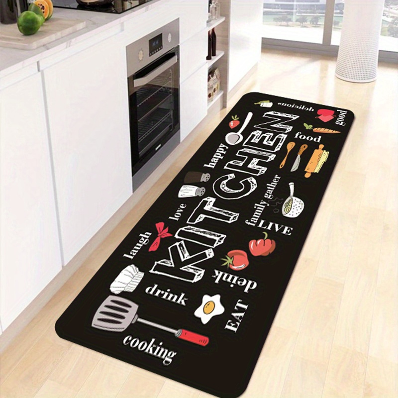 Kitchen Floor Mat Kitchenware And Food Pattern Rug Modern Kitchen Rug