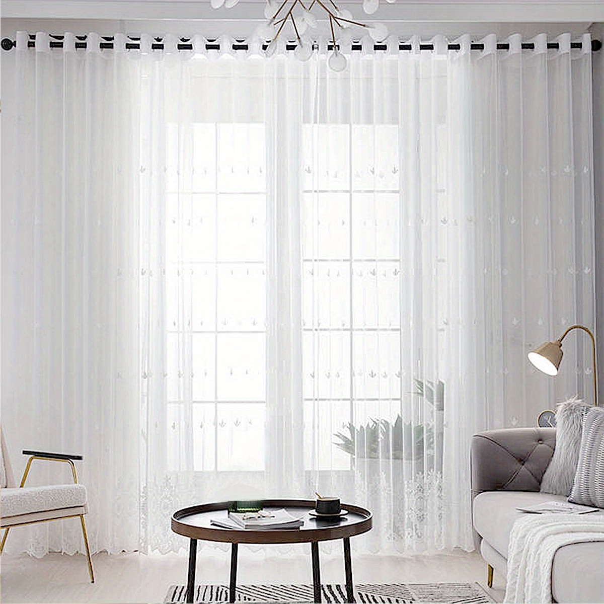 Modern Curtains European-style Window Embroidered Curtain Yarn