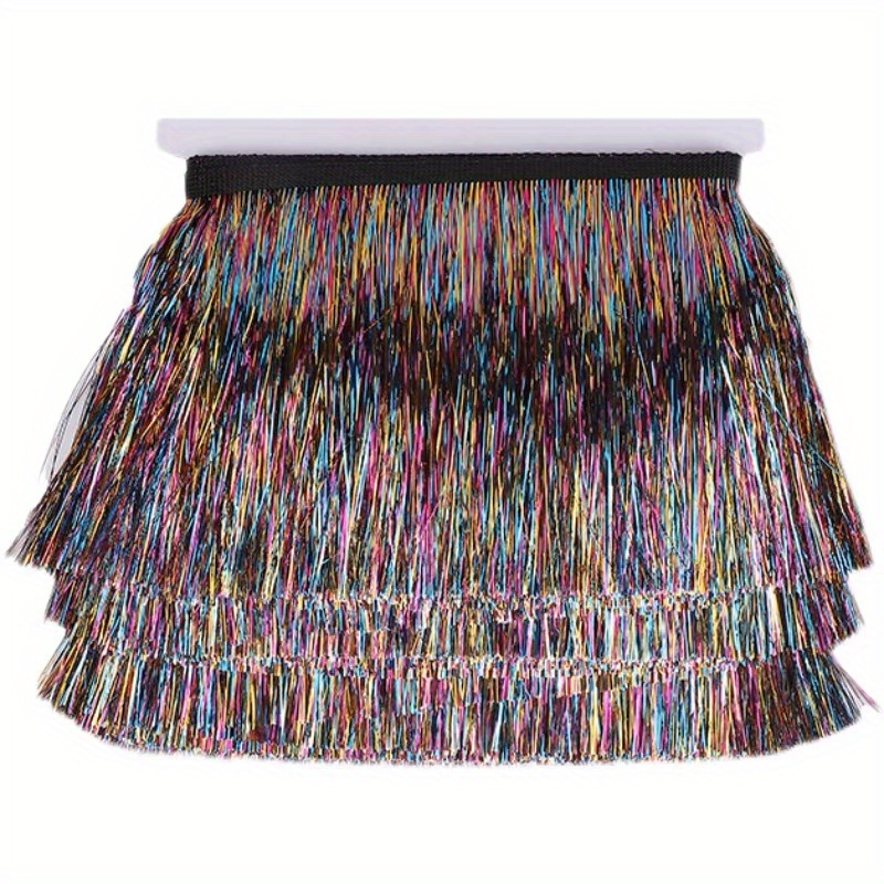 Image of 1yard/3yards Laser Golden Fringes Tassel Shining Lace For Dance Dress Macrame Trimming Lace Polyester 20cm Long