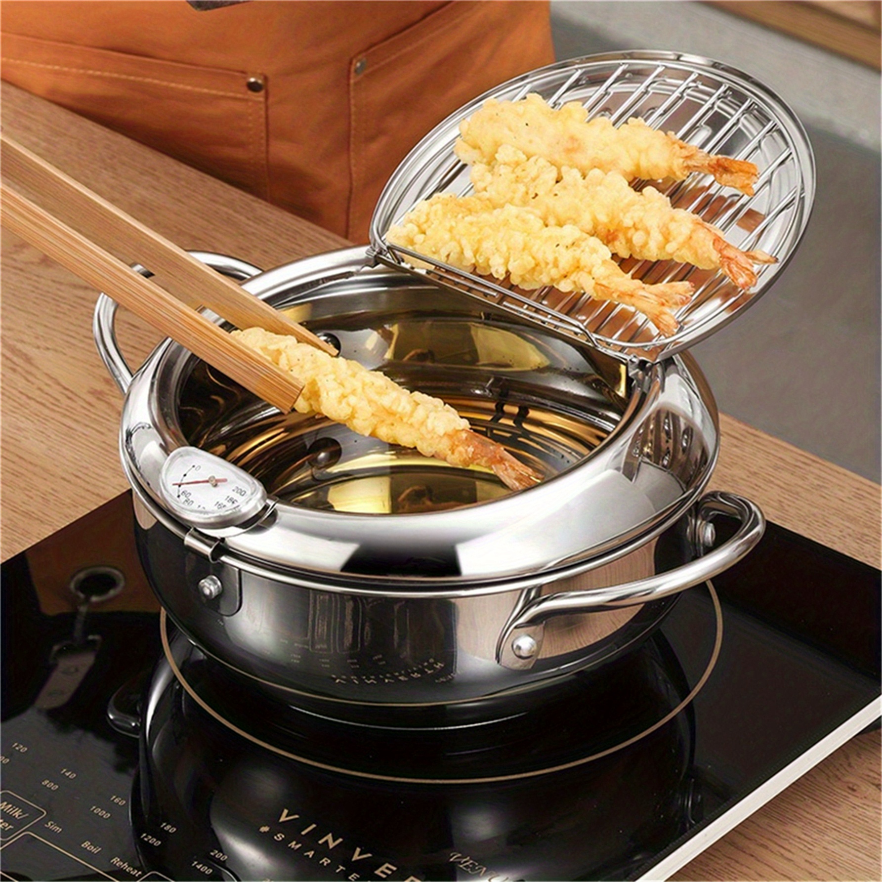 KEMORELA Kitchen Oil Frying Pot 304 Stainless Steel Induction Temperature  Control Fried Fish Shrimp Chicken Fryer Pan Cooking - AliExpress