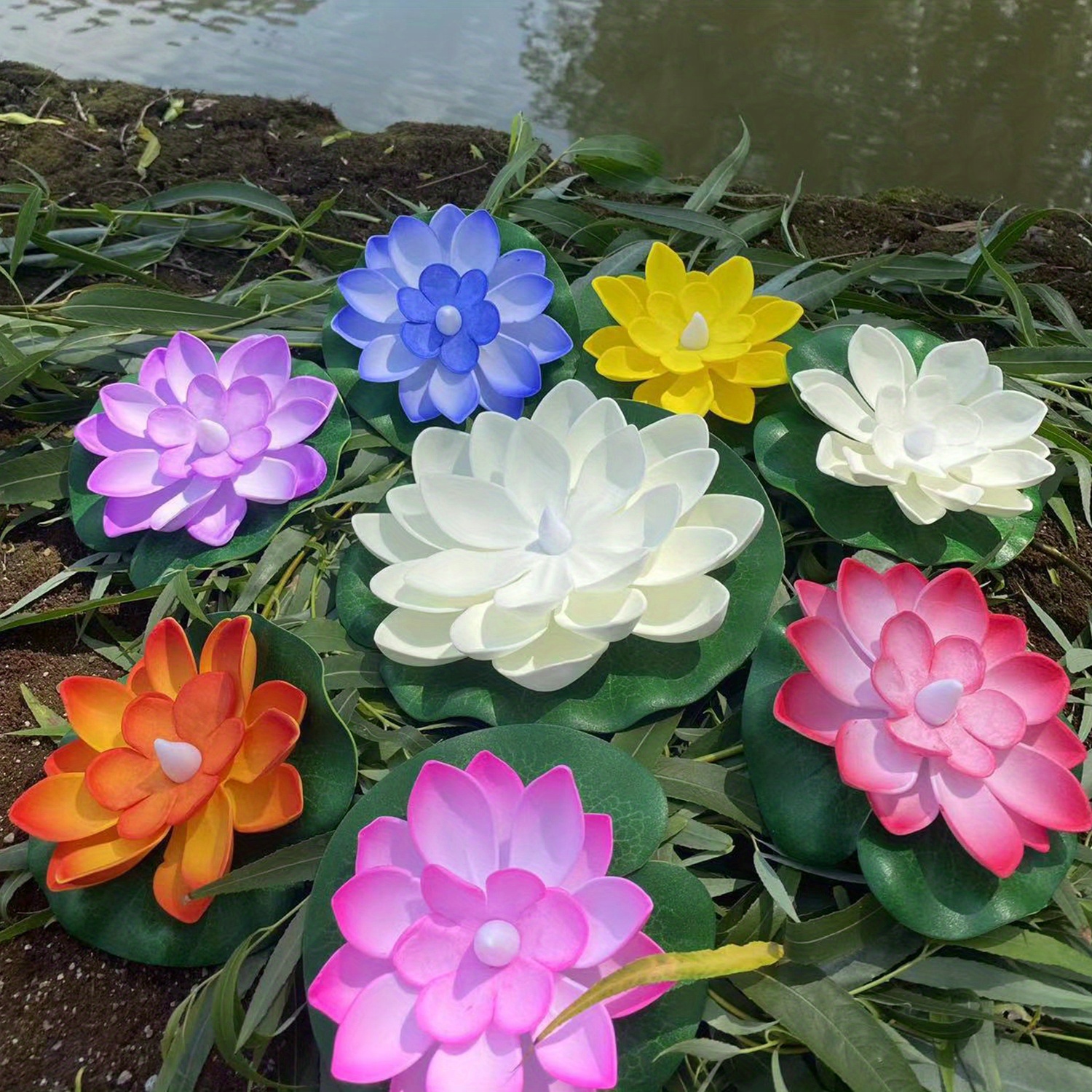 Led Flower Lights Simulation Lotus Flower Water Floating Temu