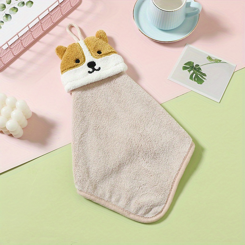 Animal Pattern Hanging Towel Coral Velvet Fingertip Towel
