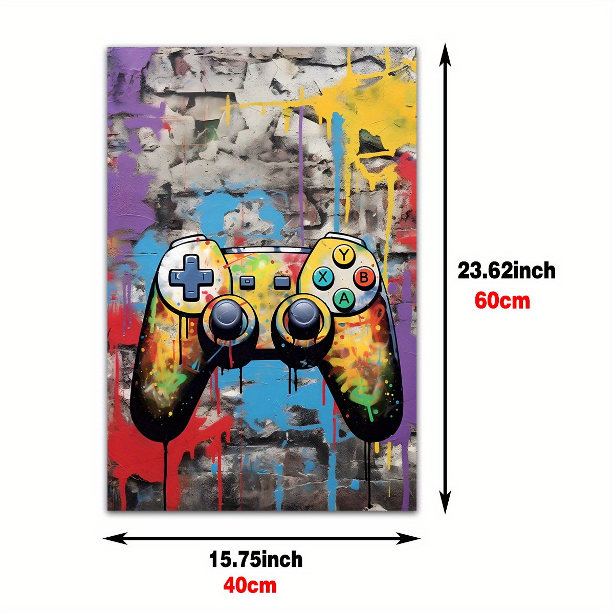 Quadro stampa su tela opera d´arte Videogioco Gamepad Controller Gaming  Play Game Station Pop Art Colour Style