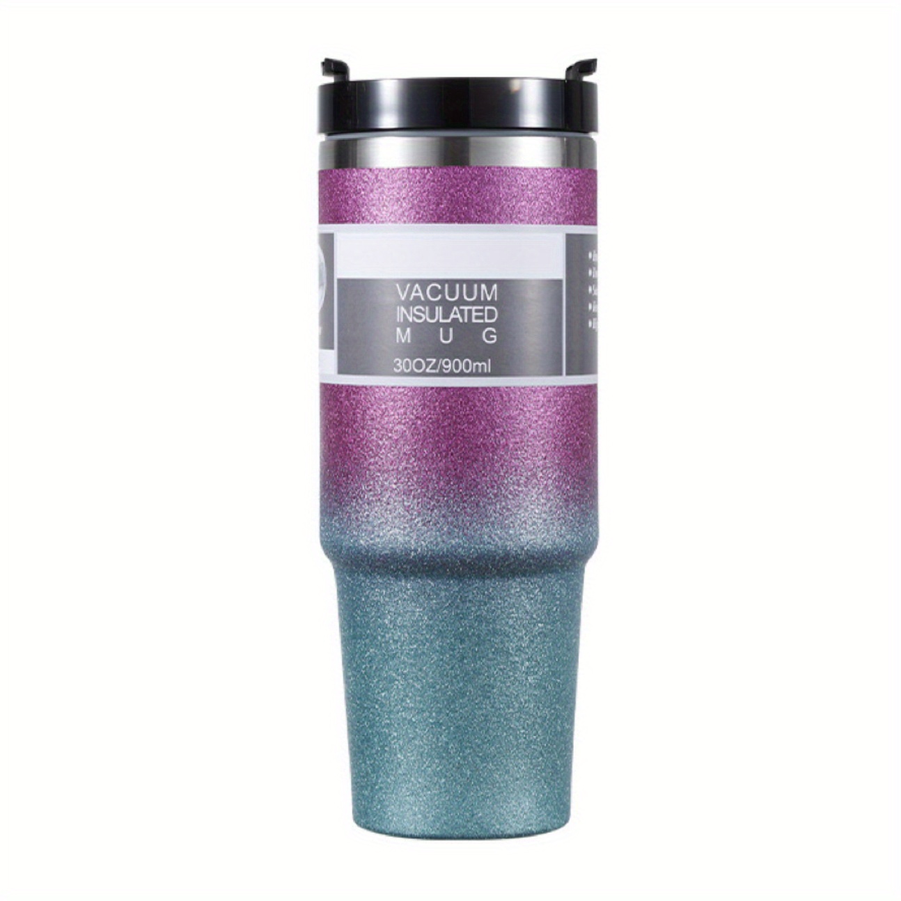 Stainless Steel Glitter Tumbler With Straw Portable Gradient - Temu